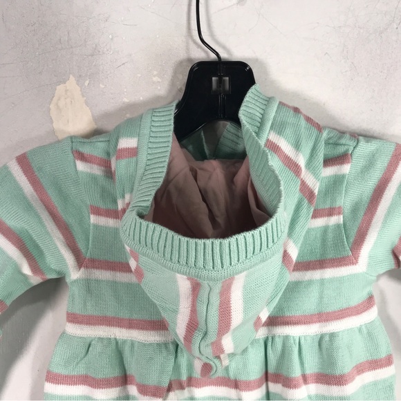 Korango Fantasy Striped Hooded Knit Dress, Toddler Girl's Size 2Y - Mint/multi - Picture 8 of 10